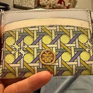 Tory Burch Yellow and Purple Patterned Card Holder